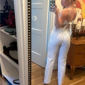 Boutique Striped White Jumpsuit